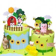31pcs Farm Animal Cow Cake Decorations, Suitable For Farm Animal Theme Birthday Party, Baby Shower, Wedding Anniversary Cake Decor, Christmas Decor - Multicolor - View 5