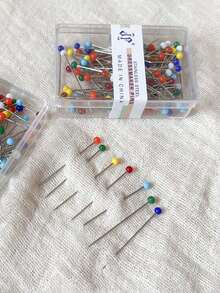 1 Box Colorful Glass Head Pearlescent Pins, Clothing Positioning Large Headed Pins For Sewing, Tailoring & Fixing - Nails - View 2