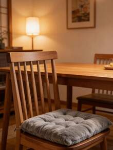 1pc Anti-Slip Cushion Pad, Thick Plush Seat Cushion For Student, Classroom Bench, Office Chair - Gray Seat Cushion - View 3