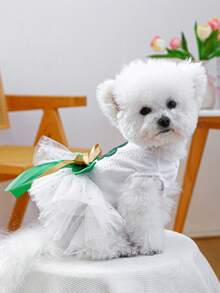 1件宠物衣服，狗狗/猫咪服装，可爱浪漫套装，薄纱裙系列，适合小型犬和幼犬 - 彩色 - 查看 4