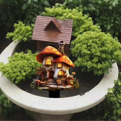 Charming Mushroom House Acrylic Garden Stake - Ideal For Potted Plant Decor And Outdoor Decoration, A Perfect Gift For Loved Ones
