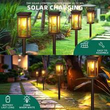4/8/16PCS Solar Pathway Lights Featuring A Square Design, These LED Garden Lights Are Made Of Plastic For Outdoor Use. They Serve As Solar-Powered Lawn Lamps With Ground Stakes Suitable For Walkways, Patios - Outdoor Solar Street Lamps - 查看 10