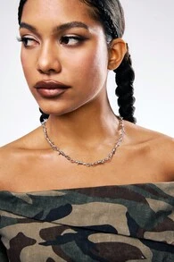 1pc Niche Retro Thorn Necklace, Thorn Clavicle Chain National Fashion Pants Chain, Hip-Hop Street Cool Punk Necklace For Men And Women - Silver - View 3