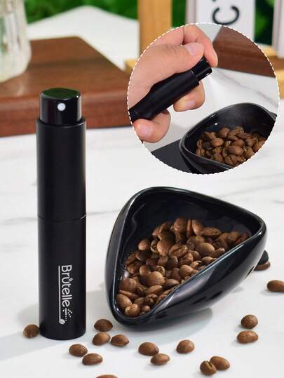 Brutelle 2pcs/Set Ceramic Coffee Bean Weighing Tray + Coffee Bean Mister, Hand Drip Coffee Accessories, Simple And Convenient