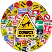 100张警告标志涂鸦贴纸，适用于吉他、滑板、水瓶、保险杠、头盔、滑雪板、笔记本电脑、手机壳、冰箱门、行李箱、摩托车、汽车等，DIY涂鸦贴纸，完美礼物 - 青檸色 - 查看 6