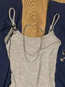 Áo quây nữ màu xám trơn tối giản, phong cách thời trang đường phố/thể thao cổ điển, kiểu dáng đơn giản và thanh lịch. Thích hợp cho mùa hè. - Xám - Xem 4