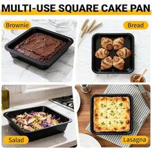 1pc 8-Inch Non-Stick Square Cake Pan, Suitable For Cakes, Brownies, Lasagna Etc. Evenly Heated And Easy To Clean, Carbon Steel Baking Tray. - Multicolor - View 3
