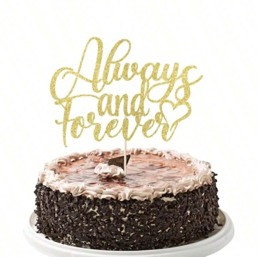 Always And Forever Cake Topper Confession Of Love Gold Bridal Shower Anniversary Wedding Party Vow Renewal Bride Groom Cake Topper Marriage Party Supplies Gold 1 - 黃金1 - 查看 1
