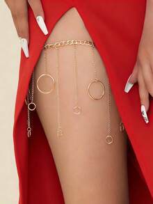 1 pieza Tobillera con cadena de círculo grande y pequeño, estilo minimalista europeo y americano de moda - Plateado - Ver 1