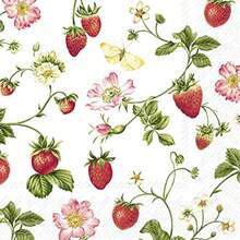 DIHR Ideal Home Range - Paper Napkins SWEET STRAWBERRY 20-Count 3-Ply Cocktail Napkins 5 X 5 Inches - Cocktail dâu tây ngọt ngào, trắng và đỏ - Xem 4