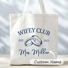 Customized Wife Club Tote Bag, Women's Tote Bag, Wife Gift, Honeymoon Tote Bag, Newlywed Gift, Newlywed Couple Gift, Newlywed Wife Gift, Wedding Gift - Multicolor - View 2