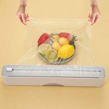 Reusable Wrap Cutter And Dispenser Multi-Functional Kitchen Sealer Suitable For Baking Paper And Wax Paper Kitchen Packaging Dispenser Durable Plastic Material Wrap Cutter Kitchen Accessories Kitchen Storage Kitchen Essentials - White - View 5