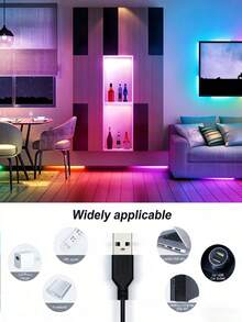 USB Ambient Light Strip, 5V 7-Color TV Backlight Ambient Light, Gaming Room Indoor Ambient Light, RGB Light Strip Set, LED Light Strip For TV, 3-Key Control LED Light Strip, USB 5V Light Strip For TV Backlight Home Party Decoration Soft Strip, Length From 99.97cm To 30.48m Optional, Suitable For TV, Room And Christmas Decoration. Widely Used For Car Decoration, Party Ambient Lighting - Colored Light - View 10