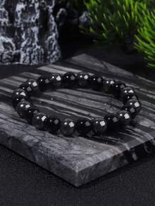 Men's Powerful Protection Bracelet- Black Obsidian & Hematite Release Fear, Negative Energy, Strength, Meditation Spiritual Jewelry Gift - Black - View 8