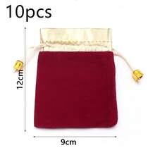 5/10pcs/Pack Gold-Edged Velvet Drawstring Bags, Multi-Size Velvet Jewelry Gift Cosmetic Packaging Bags, Fabric Gift Bags For Earphones, Jewelry, Storage And Gift Packaging - Gold-edged Drawstring Bag - View 10