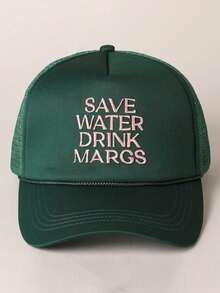 1pc Women's Outdoor Printed SAVE WATER Adjustable Rope Sponge Mesh Cap, Sun Protection Casual Hat For Spring/Autumn Travel, Fashion Versatile Sun Hat For Men And Youth, Y2K Style - Baseball Mesh Cap - View 8