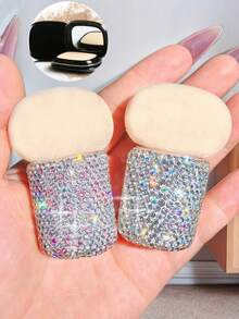 1pc Glitter Rhinestone Makeup Sponge Puff, Concealer Foundation Blending Sponge, Portable Travel Makeup Sponge, Elegant Gift - Multicolor - View 2