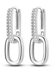 925 Sterling Silver Hoops Earrings Hypoallergenic Hoops Earrings With Zirconia Fashion High Quality Jewelry For Women Girls - Multicolor - View 15