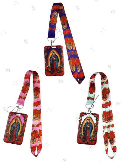 1pc Retro Catholic Lanyard Of Our Lady Of Guadalupe, Mexican Virgin Mary Card Holder And Long Ribbon Lanyard,Suitable For Phone Lanyards, Camera Lanyards, Document Lanyards, Access Passes, Transportation Cards, Work Permits, Venue Certificates, Concerts,Ideal For Boyfriends, Girlfriends, Family Members, Doctors, Nurses, Party Gifts, Cell Phone Decorations, Car Accessories Bag Charm Lanyards With Id Holder Car Accessories Bag Charms