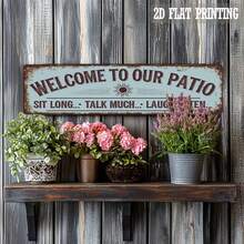 1pc Welcome To Our Patio Metal Sign, Decorative Metal Wall Art, Suitable For Home, Patio, Porch, Farmhouse, Indoor And Outdoor Use, Size: 4" X 16" - Multicolor - View 6