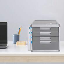Schubladenorganizer, 4-stufiger Schreibtisch-Schubladenorganizer mit Schloss, Aluminiumlegierung und MDF-Ablagebox - A - Übersicht 4