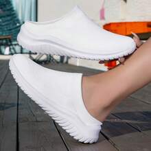 休闲网面透气轻便跑步鞋，超轻便一脚蹬运动鞋 - 白色 - 查看 5