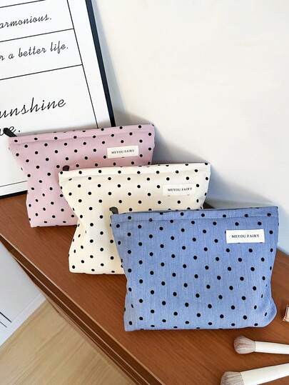 MEYOU FAIRY Makeup Bag, Portable Hand-Held Bag, Storage Bag, Toiletry Bag, Large Capacity Makeup Bag, Makeup Tissue Storage, Essential Travel Bag, Storage Bag, Women's And Girls' Sanitary Napkin Storage Bag, Student Pencil Case, Inner Bag, Zipper Pillow Bag, Square Bag, Large Makeup Bag