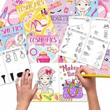 Princess Coloring Book Set - Girls Cartoon Coloring And Dress Up Game Coloring Book, Parent-Child Makeup Game, Suitable For Back To School Season, Perfect Gift For Little Fashion Lovers, Creative Kids And Role Play Enthusiasts - Multicolor - View 3