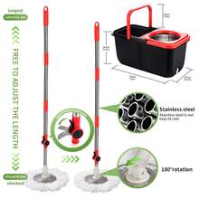 BN BY NEE This Spinning Mop And Bucket Set With A Water Filter Is Perfect For Bathroom Use. It Includes A 360° Rotating Mop Bucket System, Three Microfiber Mop Replacement Heads, And A 61-Inch Adjustable Stainless Steel Handle For Effective Floor Cleaning. - 分離桶 - 查看 3