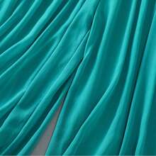 Women's Solid Color Chiffon Casual Loose Elastic Waist Sheer Wide Leg Pants, Suitable For Spring And Summer - Grass Green - View 9