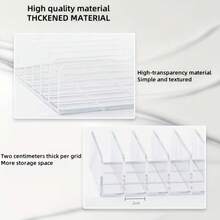 1pc 7-Compartment Transparent Desktop Makeup Organizer, Durable Acrylic Material, Makeup Kit, CD And Glasses Accessories - Space-Saving, Dorm, Vanity, Bathroom Powder Box And Desktop Storage Rack, Travel Supplies - Multicolor - View 3