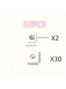 32pcs Fashionable Shiny DIY Tooth Jewelry Set, 5-Pointed Star Rhinestone Y2K Set, 3D Tooth Professional Tooth Rhinestone Kit, Super Shiny Tooth Jewelry Starter Accessories (Excluding Glue, Glue Needs To Be Purchased Separately) - 32pcs Star Set - View 7