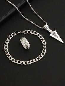 时尚男士朋克风箭头形合金吊坠项链 - 适合作为男友生日礼物，完美的珠宝和时尚搭配之选 - 箭頭項鍊 - 查看 5