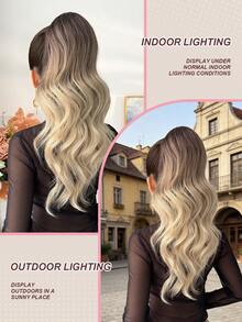 18 Inch Ombre Brown Wavy Heat-Resistant Synthetic Fiber Ponytail Hair Extension, Suitable For Women's Party And Daily Use - Rust Brown - View 5