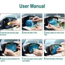 4pcs/Set Car Rearview Mirror & Side Window Anti-Fog Anti-Rain Film - Waterproof PET Transparent Protective Film, Anti-Rain Anti-Glare, Easy Installation, Suitable For Most Cars - A - View 11