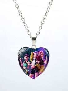 KPOP Demon Hunter SK-POP Girl Group Heart Necklace Pendant, Cross-Border Hot Selling Anime Cartoon Peach Heart Pendant Sweater Chain, High Visual Appeal - Heart Necklace - View 5