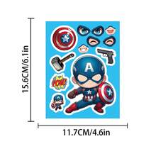 Marvel 8pcs Q-Version Hero Sticker, Children's DIY Face Changing Stickers, Avengers Party Gifts, Classroom Rewards. - Multicolor - View 5