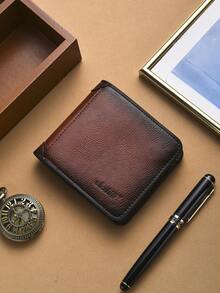 Men's Slim Bifold Wallet, Vertical Trifold Leather Card Holder With Driver's License Compartment, Multi-Function - Multicolor - View 12