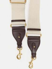 Wide Adjustable Shoulder Strap; Metal Buckle Closure; Mixed Material Design - Coffee - View 3