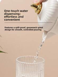 1pc Large Capacity Bottle, Gold-Plated Style Teapot/Coffee Pot, Hot Water Bag, Press Button Glass Inner Vacuum Flask - Gold-plated - View 11