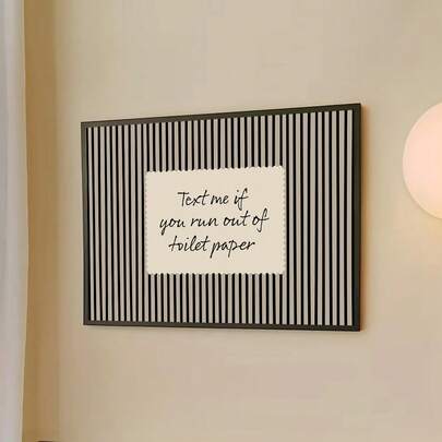 1pc Framed/Unframed Black Striped Toilet Paper Funny Quote Canvas Poster Y2K Vintage Bathroom Dopamine Wall Art Print Minimalist Aesthetic Decor Painting For Apartment,Living Room,Restroom,Modern Home Decoration