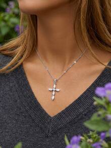 1 Pc Cross Necklace S925 Sterling Silver Casual Ladies Mother's Day Fine Jewelry Gift Women's Daily Wear - Cross Necklace - View 7