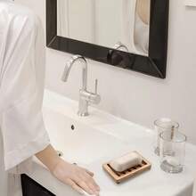 1pc Self-Draining Soap Dish With Holder - Wooden Bathroom/Shower Soap Dish With Drainage System, Vertical Soap Rack, Bathroom Soap Holder - Multicolor - View 5