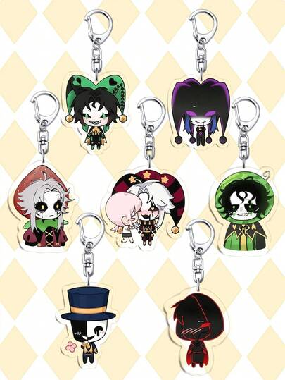 1pc/7pcs Acrylic Anime The Freak Circus Mobile Phone Charms Cartoon Acrylic Small Pendant Phone Chain Key Ring Keychain, Anime The Freak Circus Keychain,Mobile Phone Charm & Phone Chain, Bag Accessory, Creative Fans Gift, Protective Film On Both Sides