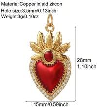 1pc Minimalist Copper Cross & Heart Shaped DIY Jewelry Pendant, Versatile Handmade Accessory - Multicolor - View 2