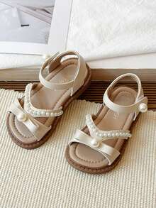 2026 Summer New Girls Pearl Princess Sandals, Fashion Open Toe Beach Shoes For Kids - Beige - View 6