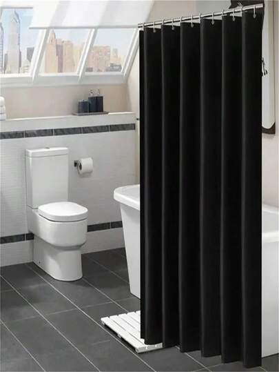 1 pieza Cortina de ducha con ganchos de plástico, material de poliéster resistente al agua y al moho, lavable a máquina, cortina divisoria de baño, decoración de baño, fácil instalación, accesorio de baño esencial para la temporada de otoño y vuelta al colegio