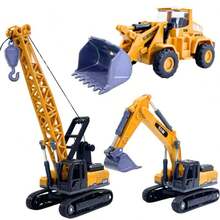 Miniature Tractor, Excavator, Forklift, Crane 1/50 Scale Construction Vehicles - Kit With 3 (2) - View 1