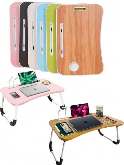 DeTODO Mesa Plegable Para Laptop Con Lampara Luz LED y Ventilador COLOR ALEATORIO