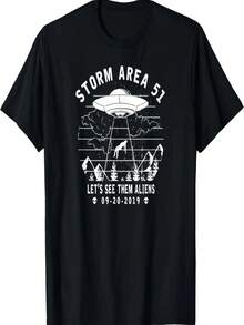 Storm Area 51 -Let's See Them Aliens-Vintage Alien  T-Shirt - 黑色 - 查看 1